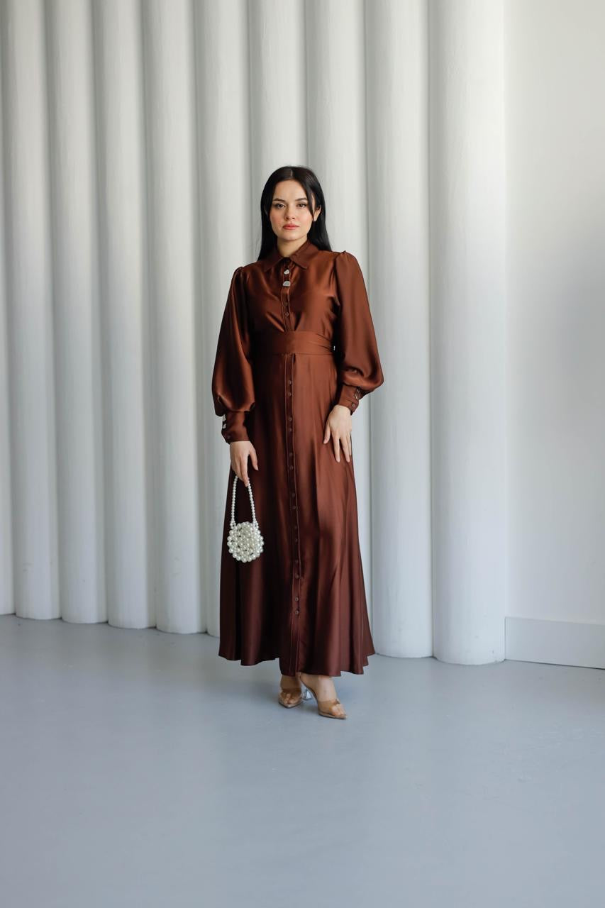 Belted satin dress LP 1532