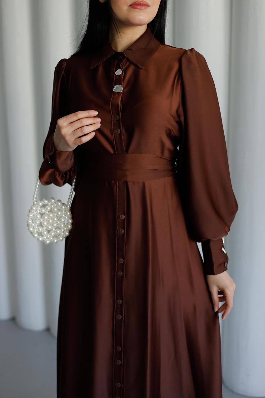 Belted satin dress LP 1532