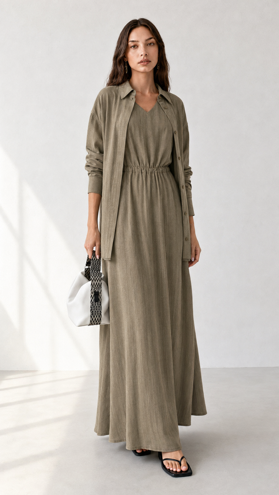Linen Dress with Shirt 1006