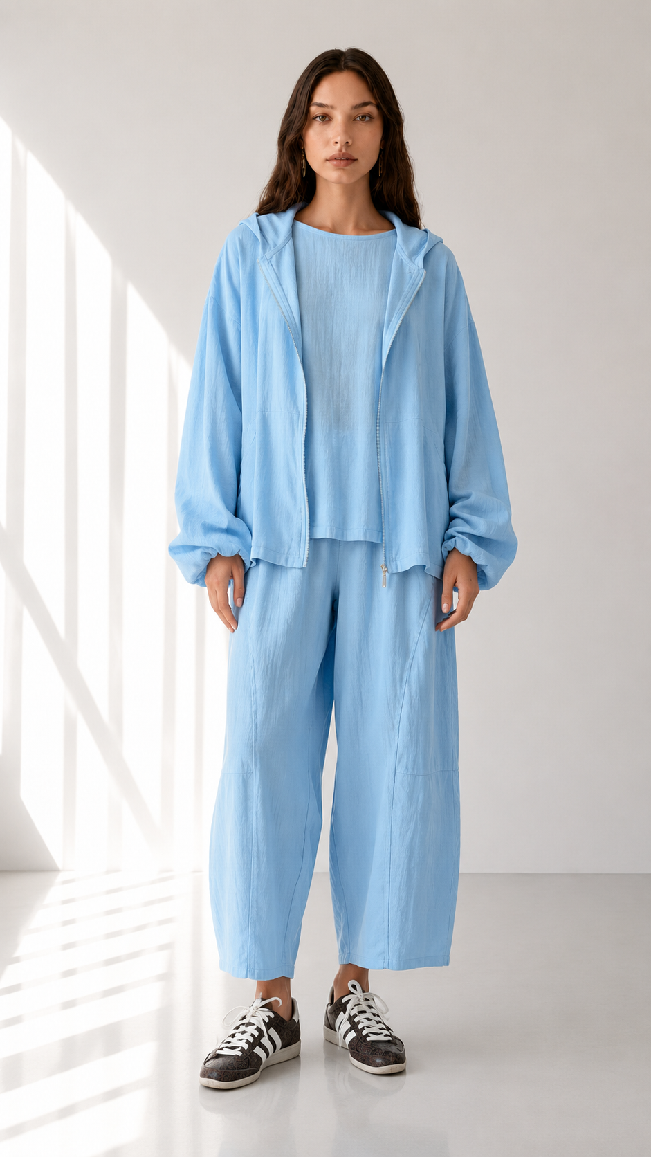 Linen Zip hoodie Set 1002 - HANGER