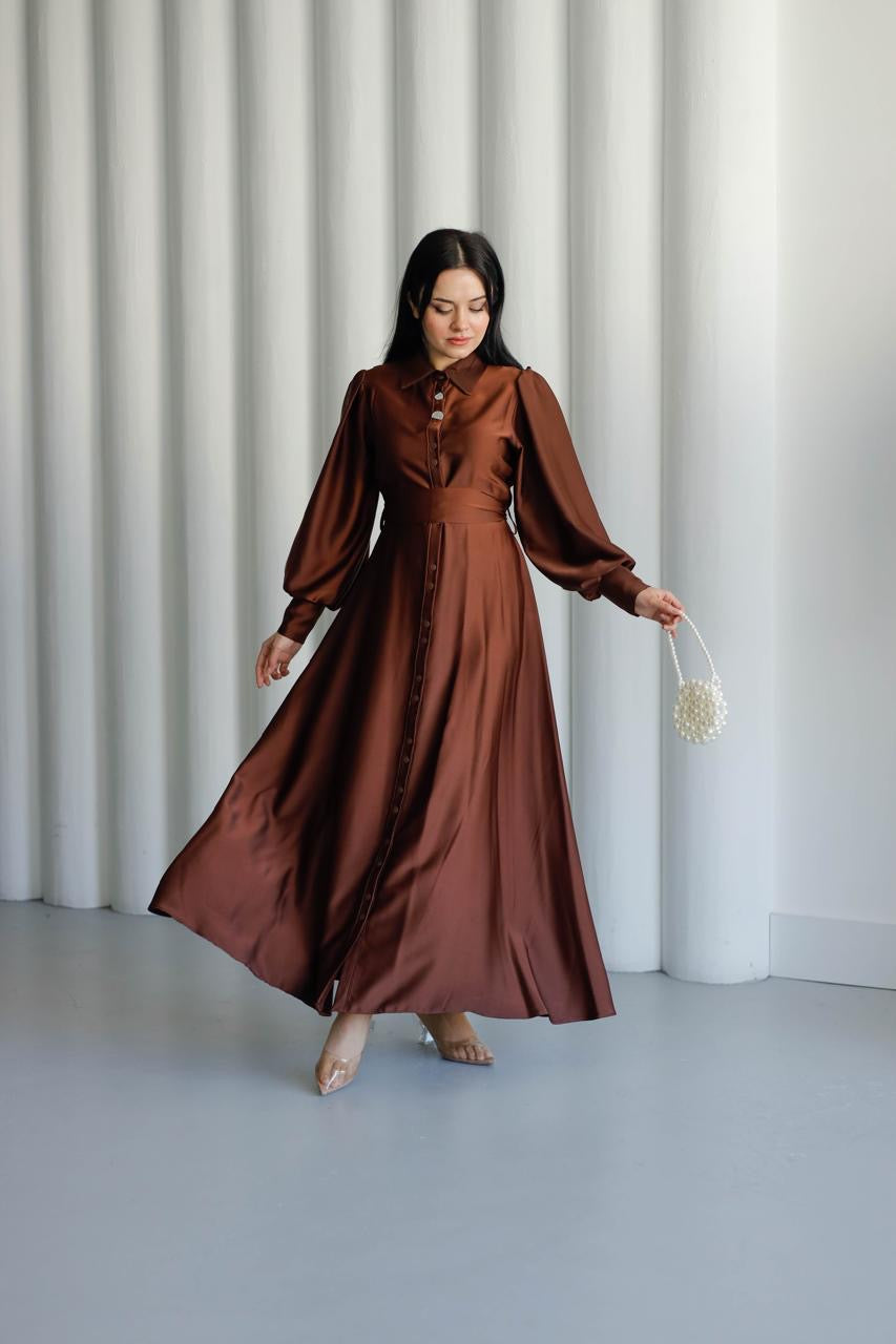 Belted satin dress LP 1532