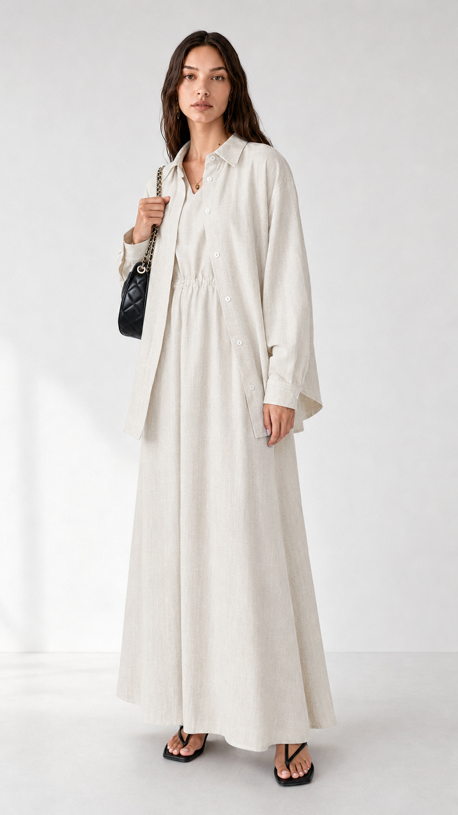 Linen Dress with Shirt 1006