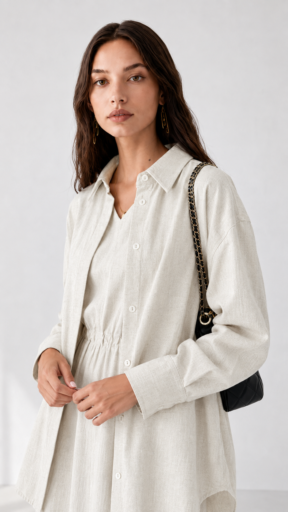 Linen Dress with Shirt 1006