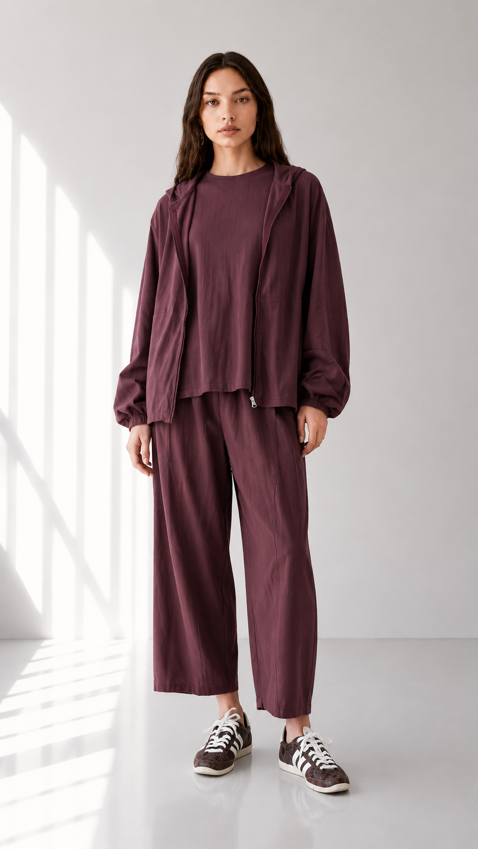 Linen Zip hoodie Set 1002