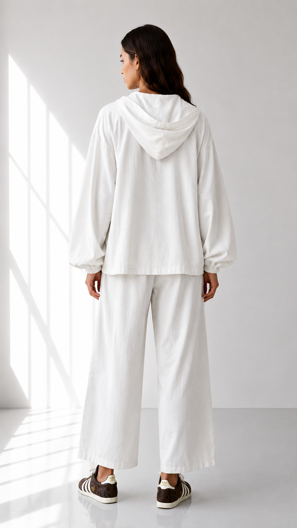 Linen Zip hoodie Set 1002 - HANGER