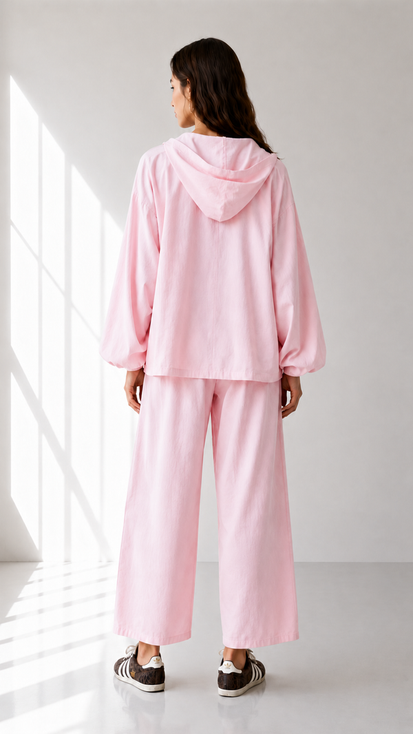Linen Zip hoodie Set 1002 - HANGER