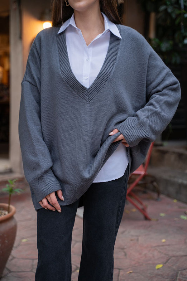 V Neck Sweater TK231143 - HANGER