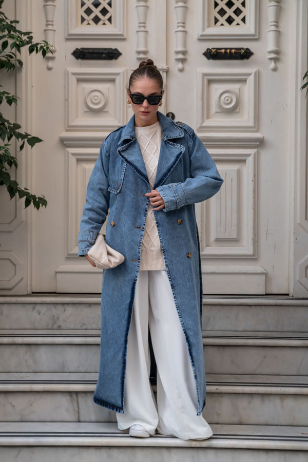 Denim Trench Coat 85074 - HANGER