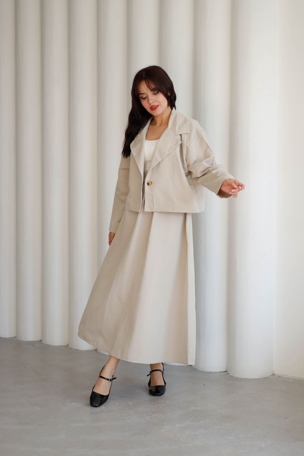 jacketed long skirt P8308