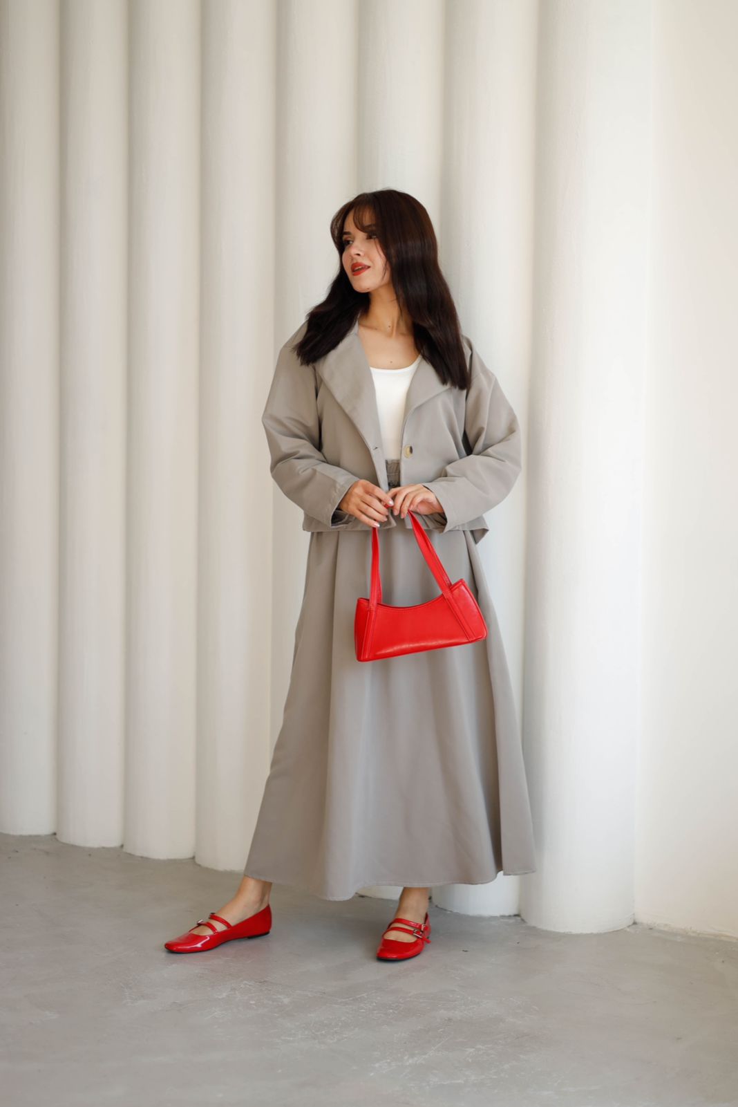 jacketed long skirt P8308