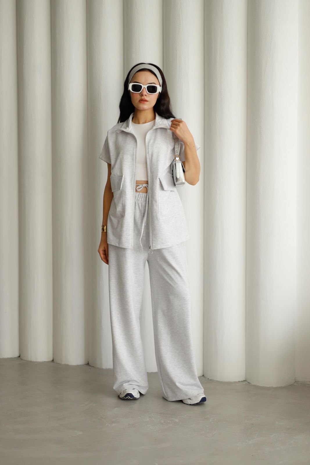 cut sleeve zip set 2091