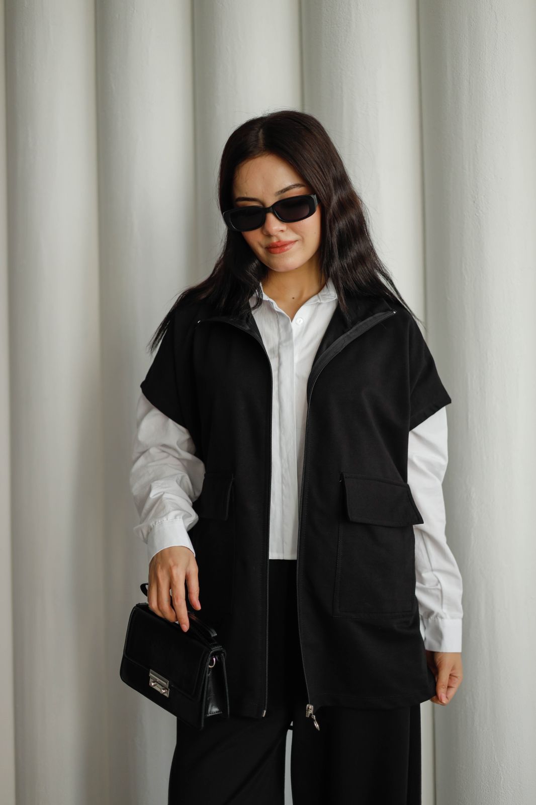 cut sleeve zip set 2091