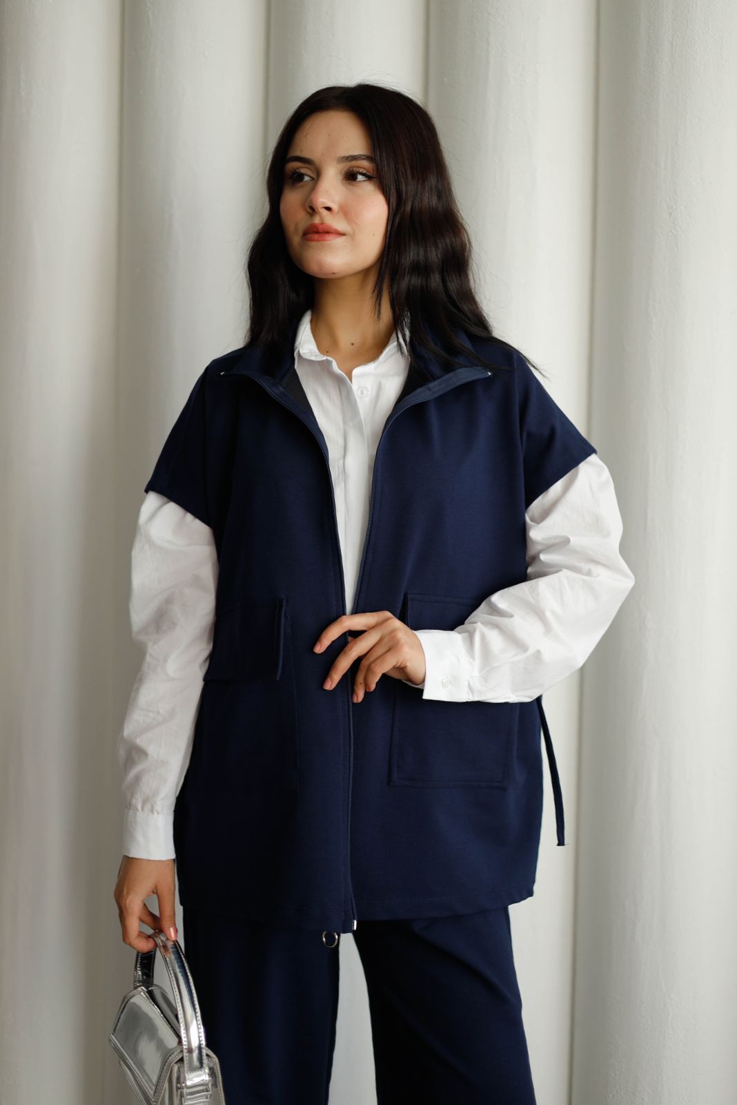 cut sleeve zip set 2091