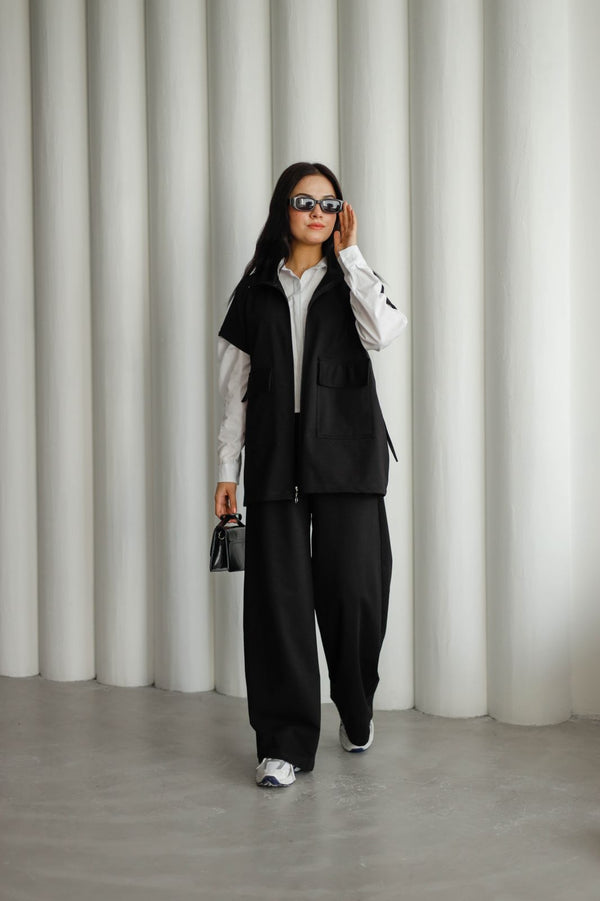 cut sleeve zip set 2091