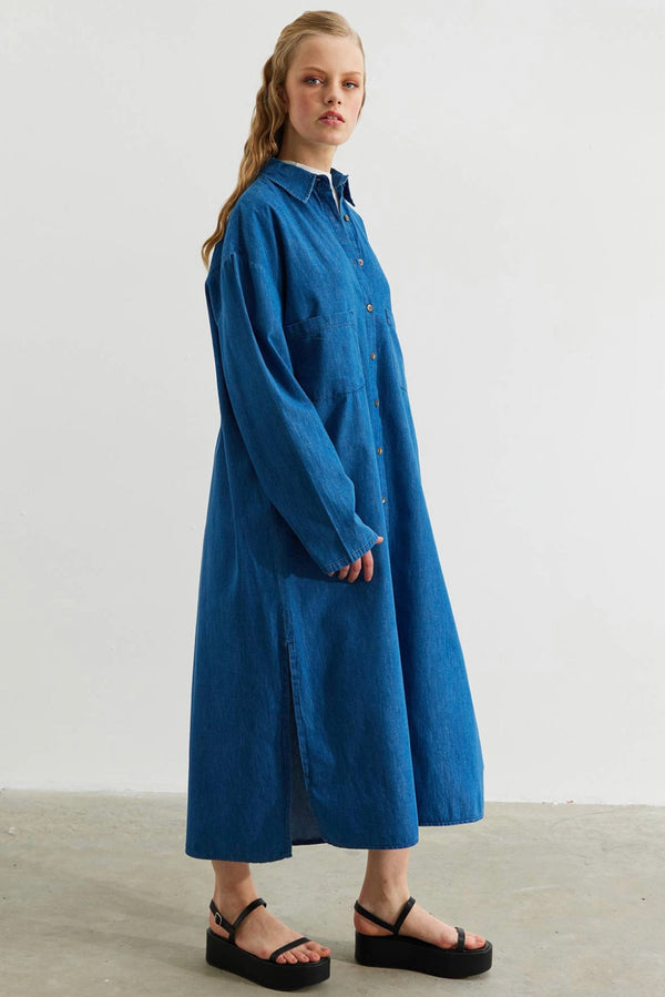 Button down denim dress D - HANGER