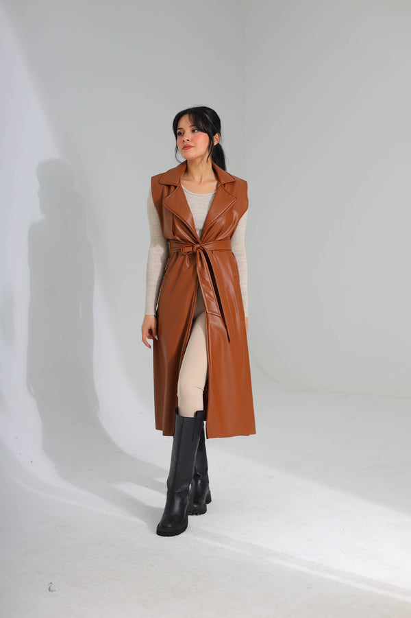 Cutsleeve leather coat - HANGER