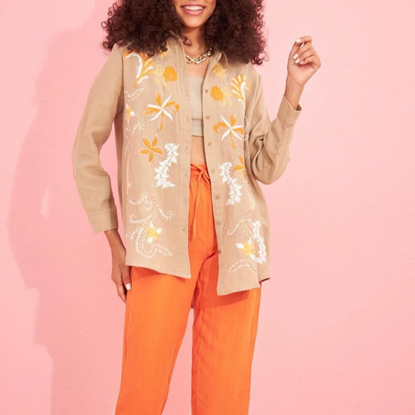 Floral embroidered shirt D - HANGER