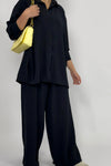 V neck top & wide pant set D