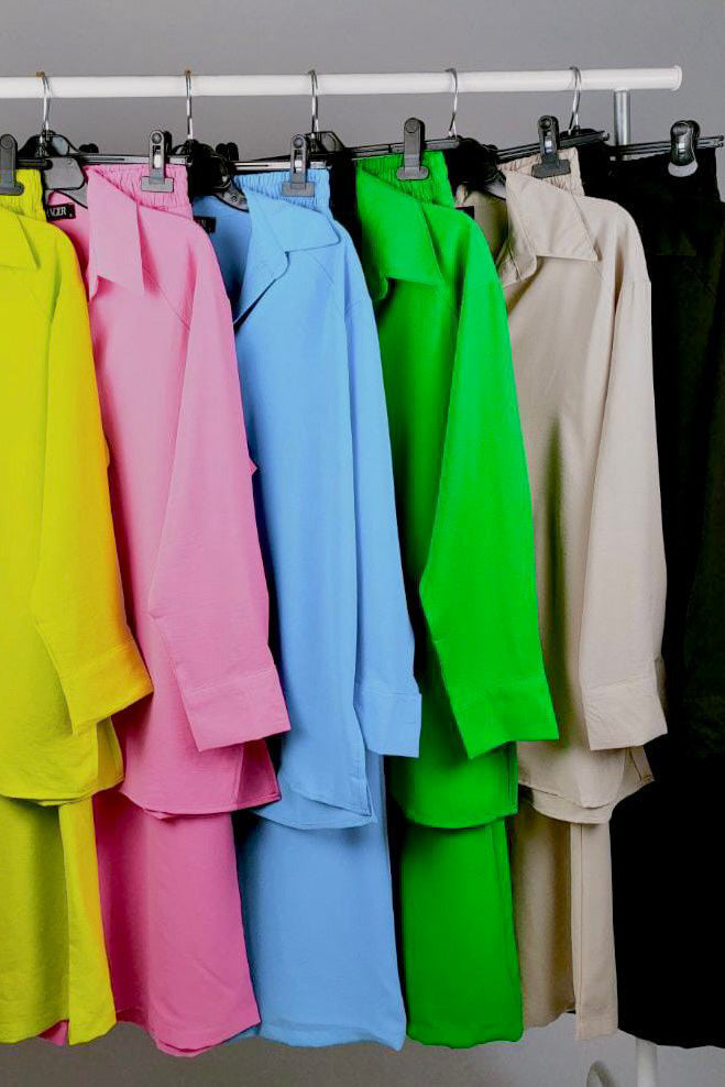 V neck top & wide pant set D