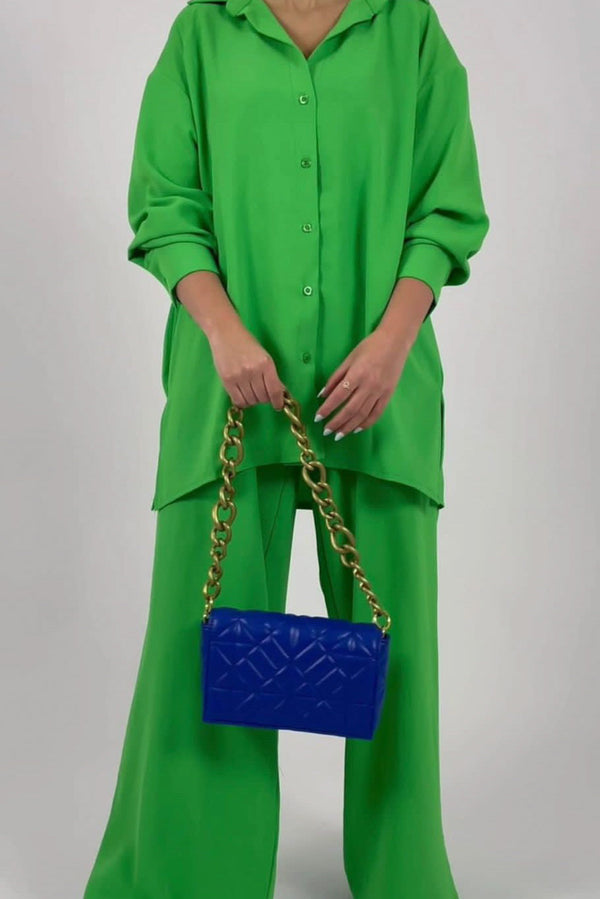 V neck top & wide pant set D - HANGER