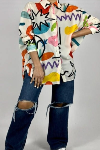 Flowy printed shirt D - HANGER