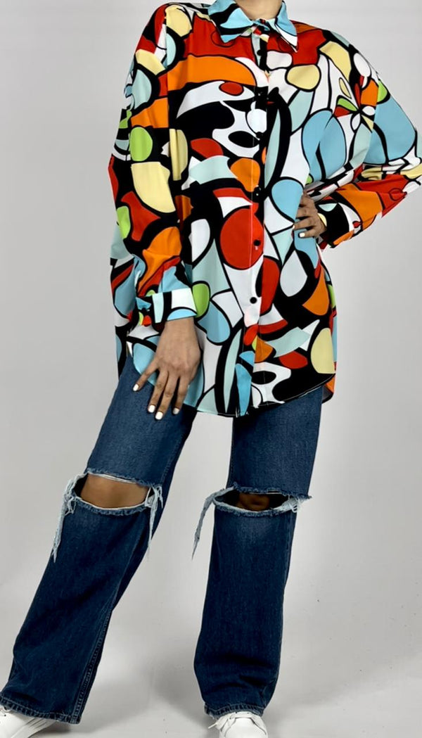 Flowy printed shirt D - HANGER
